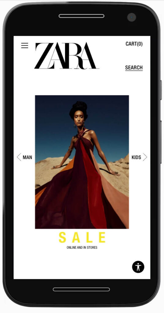 eCommerce review: Zara mobile home page