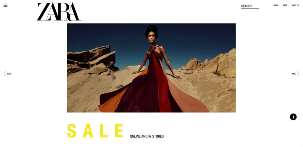 eCommerce website review: Zara home page