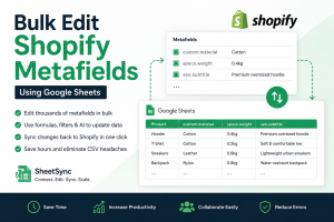 Bulk edit shopify metafields in Google Sheets